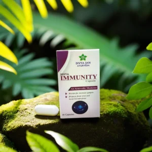 "Divya Immunity Capsule: Boost your natural defenses with Ayurvedic herbal support."